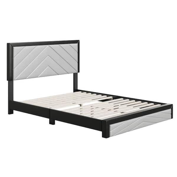 Boyd Sleep Arden Diagonal Faux Leather Platform Bed, Full, Black/Gray