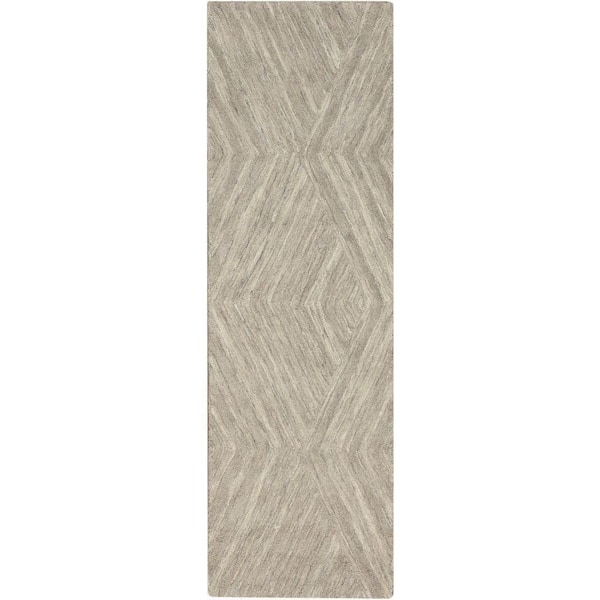 Graceful Grey 2 ft. x 8 ft. Geometric Contemporary Runner Area Rug