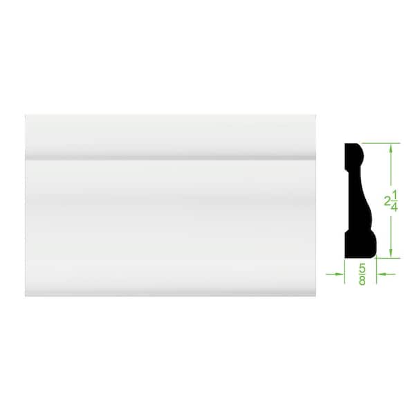 TRIMFINITY 5/8 in. x 2-1/4 in. x 84 in. WM A214 EcoPoly Interior Polystyrene Casing Moulding 5-Piece Door Pack, White