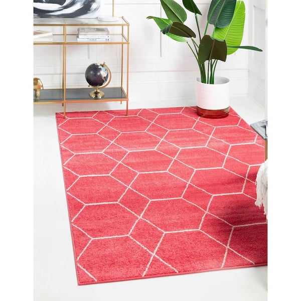 Trellis Frieze Pink/Ivory 4 ft. x 6 ft. Geometric Area Rug