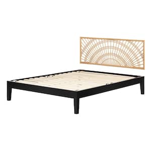 Balka Black Particle Board Frame Queen Panel Bed With Headboard