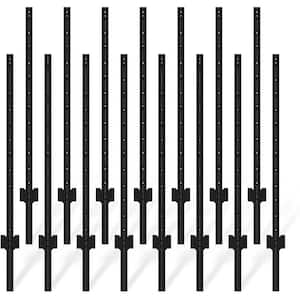 3.4 in. W 48 in. H Metal Fence Post T Post for Wire Fence, No Dig Steel U Post Fencing in Black (15 Pieces)