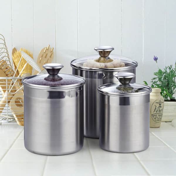 Cooks Standard 3-Piece Stainless Steel Airtight Glass lid Food Jar