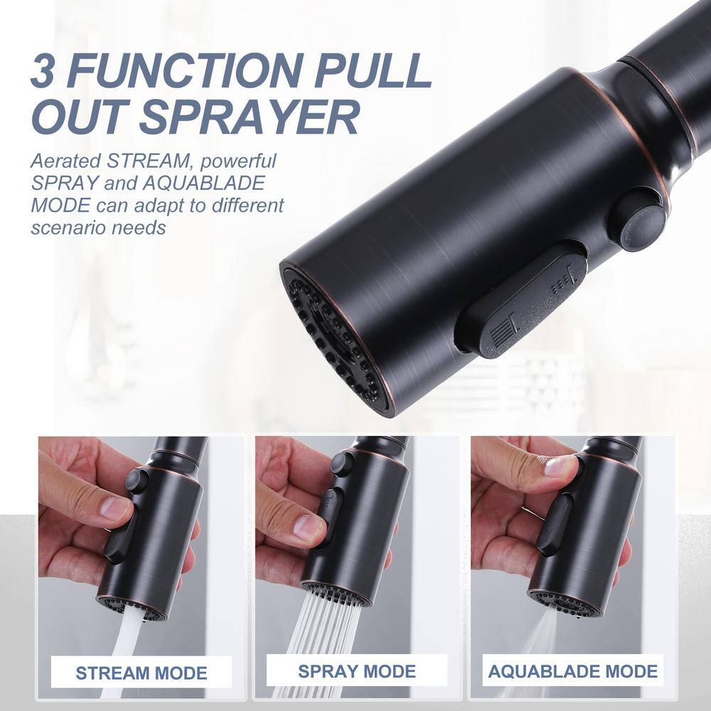 Oil Rubbed Bronze Single Handle Pull Down Kitchen Faucet
