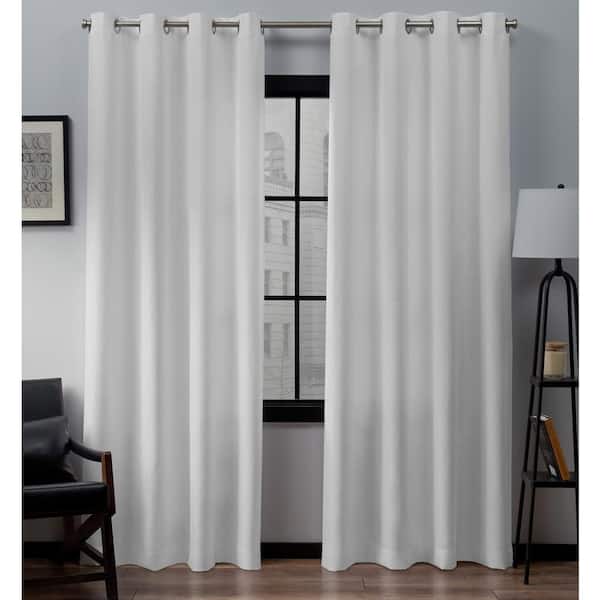null Loha Winter White Solid Light Filtering Grommet Top Curtain, 54 in. W x 120 in. L (Set of 2)