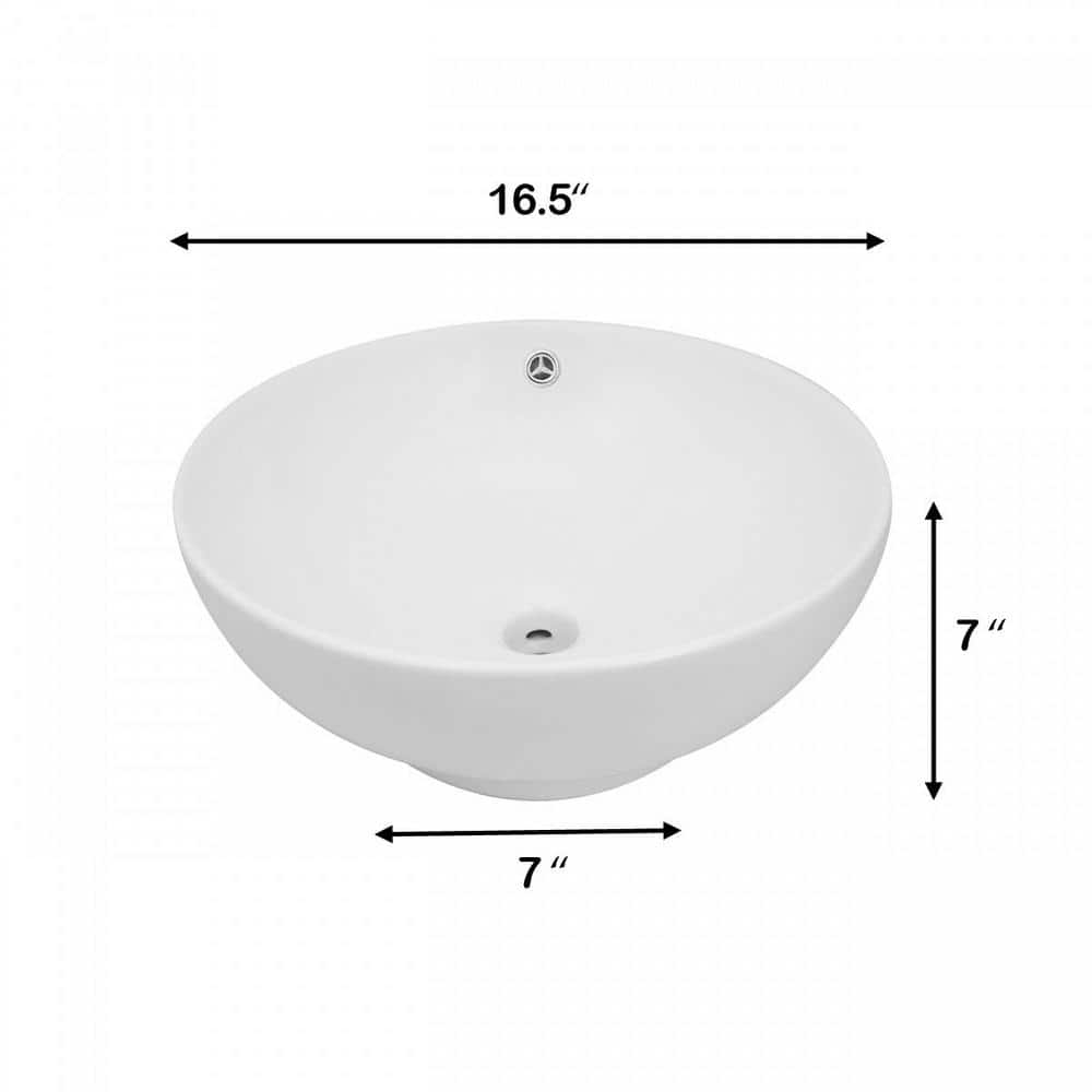 16.5'' Gloss White Ceramic Round Bathroom Vessel Sink