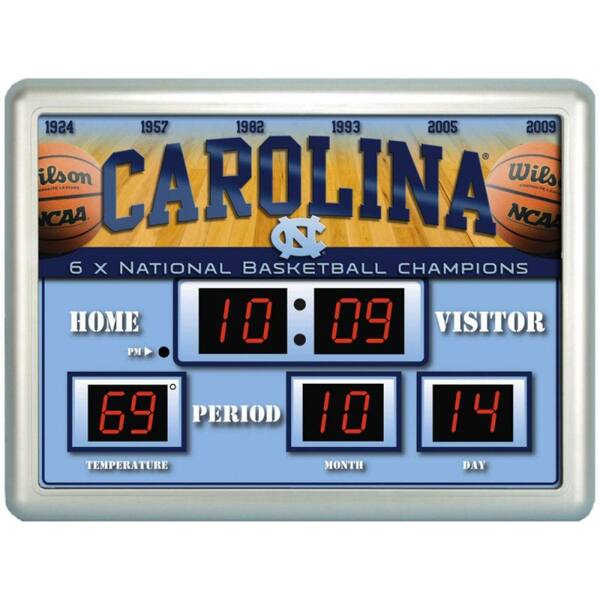 Team Sports America University of North Carolina 14 in. x 19 in. Scoreboard Clock with Temperature