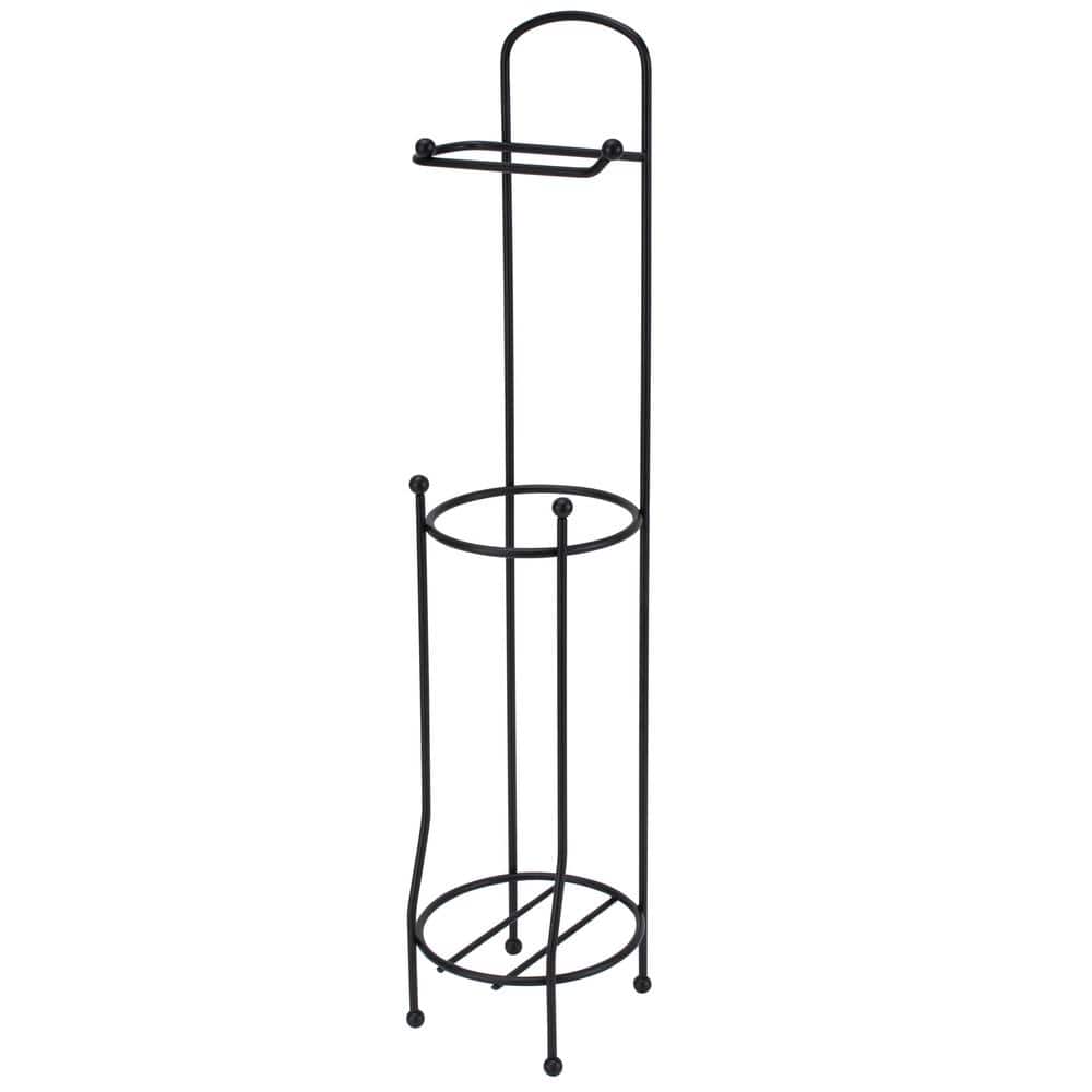 Matte Black Freestanding Toilet Paper Holder with Dispenser