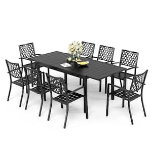 9-Piece Metal Outdoor Patio Dining Set Elegant Stackable Chairs