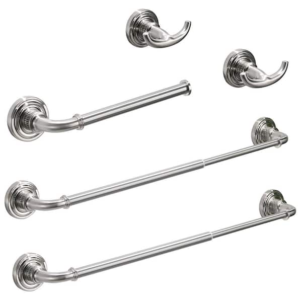 Unbranded 5-Piece Bath Hardware Set with Hand Towel Holder in Brushed Nickel
