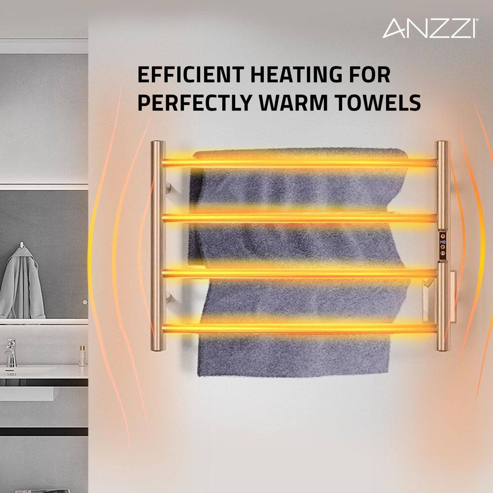 Brushed Nickel 4-Bar Wall Mounted Electric Towel Warmer