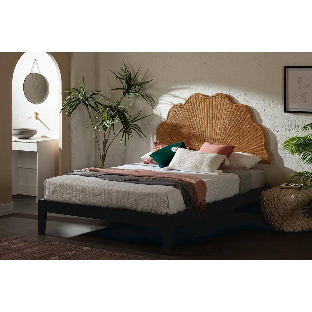 Hoya Black and Natural Particle Board Frame Full Panel Bed
