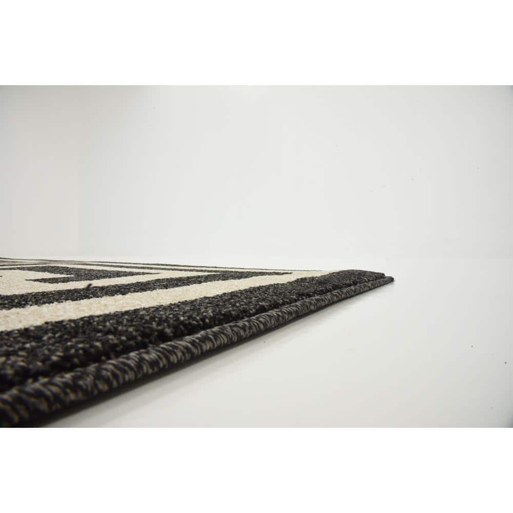 Elegant Athens Black Synthetic 5'3" x 8' Rectangular Rug