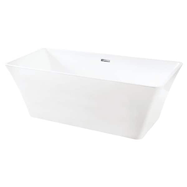 Juliette 67 in. Acrylic Flatbottom Freestanding Bathtub in White