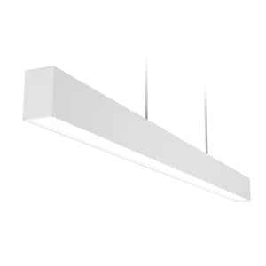 Modern 46 in. 40-Watt 1-Light White Adjustable Integrated LED Linear Pendant Light Selectable CCT Dimmable