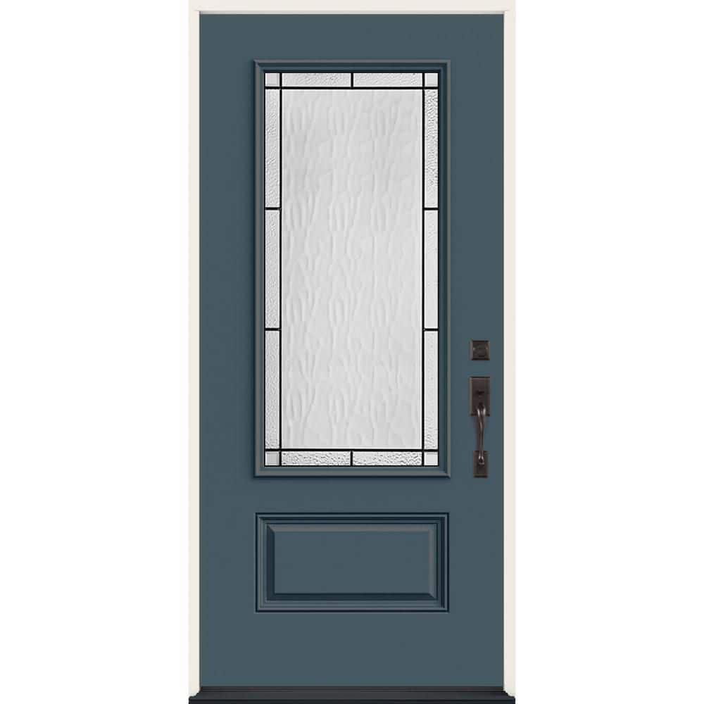36 in. x 80 in. Left-Hand 3/4 Lite Decorative Glass Wendover Denim Fiberglass Prehung Front Door price history on PriceWatchPro