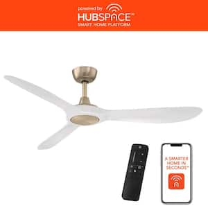 Tager 52 in. Indoor/Outdoor Smart Brushed Gold Ceiling Fan with Remote Included Powered by Hubspace