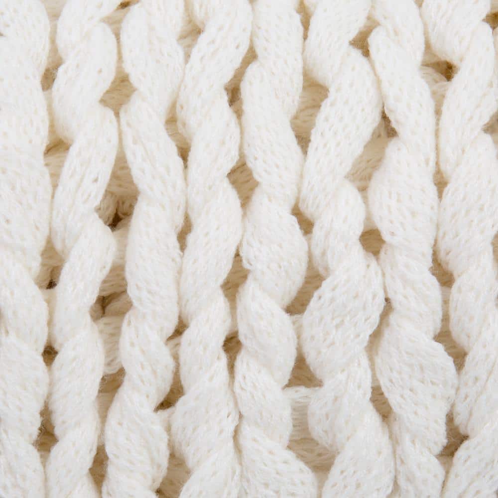 Ivory Ultra-Soft Chunky Knit Acrylic Throw Blanket 47'' x 59''