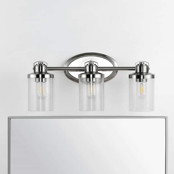 Maci 3-Light Nickel/Clear Indoor Sconce