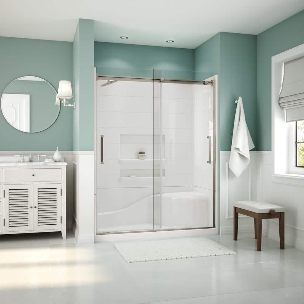 Coronado Acrylx 60 in. x 30 in. Single Threshold Left Drain Shower Kit in W
