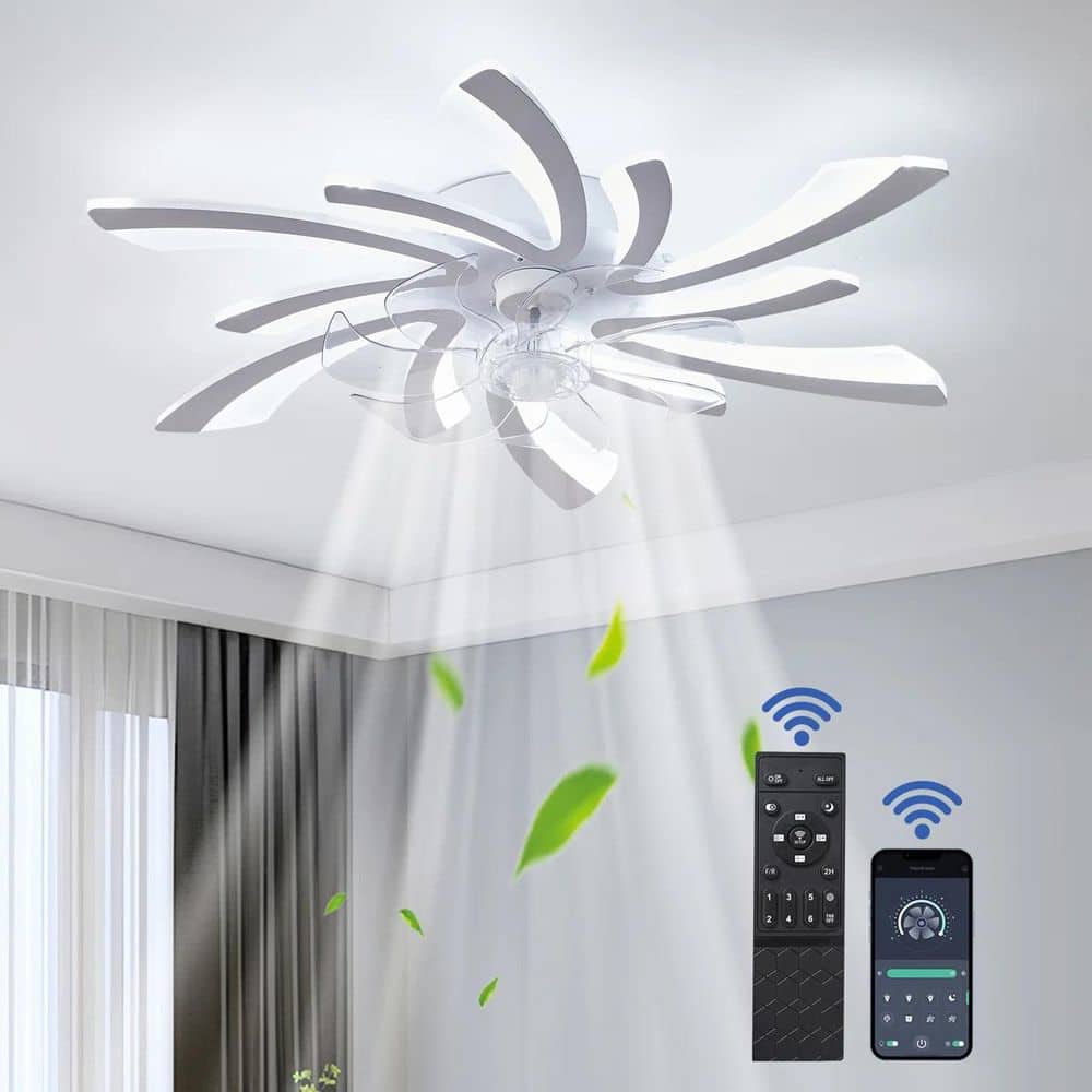 30.71 in. White Modern Low Profile Bladeless Ceiling Fan with Dimmable Integrated LED and Remote Included for Bedroom price history on PriceWatchPro