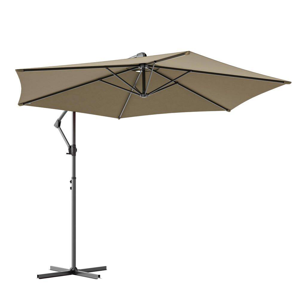 10 ft. Offset Patio Umbrella, Foldable Handle and Steel Frame Outdoor Cantilever Umbrella in Taupe price history on PriceWatchPro