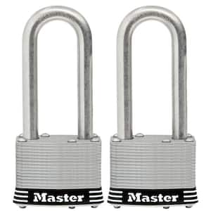 Stainless Steel Outdoor Padlock with Key, 2 in. Wide, 2-1/2 in. Shackle, 2 Pack