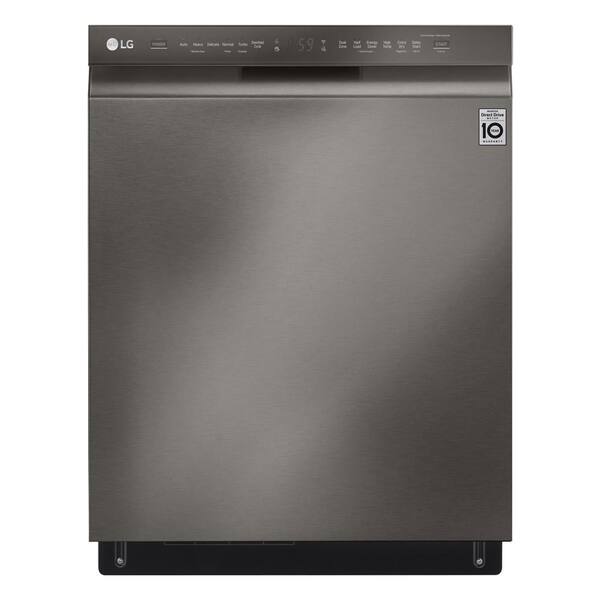 LG 24 in. PrintProof Black Stainless Steel Front Control Built-In Tall Tub Smart Dishwasher with QuadWash, 3rd Rack, 46 dBA