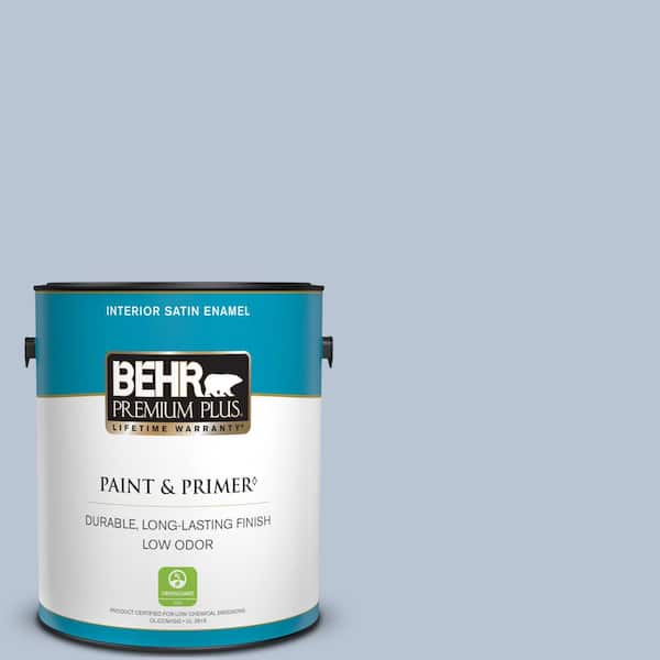 BEHR PREMIUM PLUS 1 gal. #590E-3 Hyacinth Tint Satin Enamel Low Odor Interior Paint & Primer