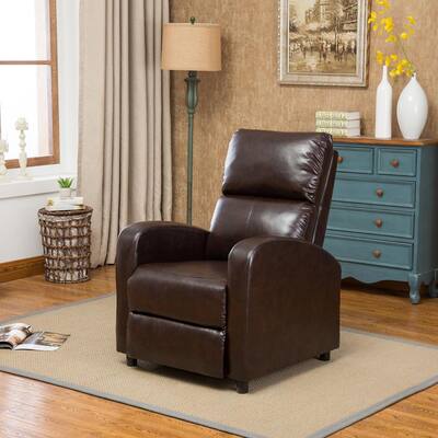 Dark Brown Recliner Chair Modern Reclining Sofa Pushback Manual Recliner Heavy Duty for Bedroom Living Room