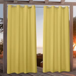 Canvas Butter Solid Light Filtering Grommet Top Indoor/Outdoor Curtain, 54 in. W x 108 in. L (Set of 2)
