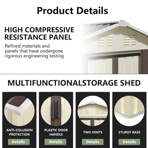 5 ft. W x 3 ft. D Metal Outdoor Garden Storage Shed with Sliding