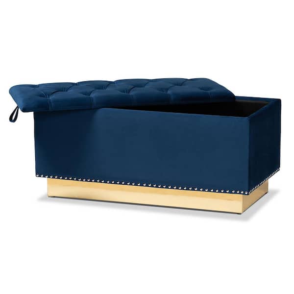 Navy and gold ottoman Clearance