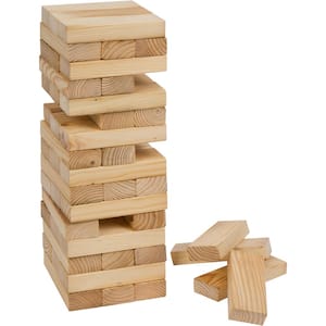 Tall Giant Wooden Stacking Puzzle Game with Carry Case (48 Piece Set)