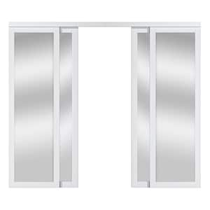 96 in. x 80 in. 1 Lite Mirror Glass White Finished Interior Closet Bypass Sliding Door with Hardware