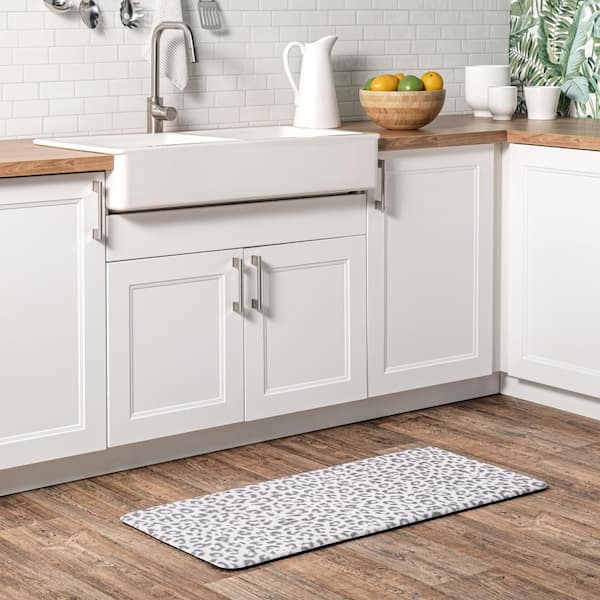 Leopard Print Light Gray 2 ft. x 4 ft. Anti Fatigue Kitchen or Laundry Room Comfort Mat