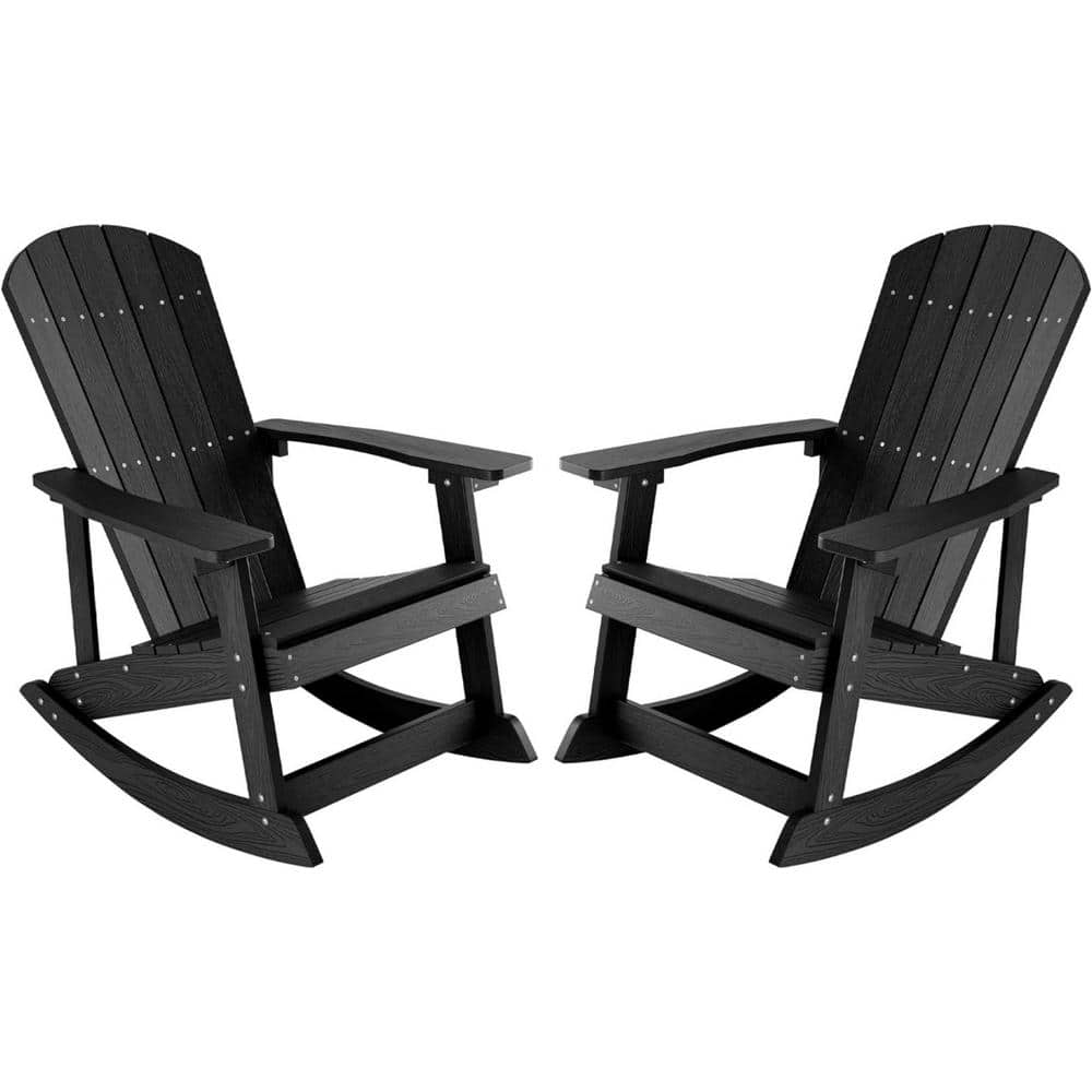 Black Plastic Oversized Adirondack Patio Outdoor Rocking Chair (2-Pack) price history on PriceWatchPro