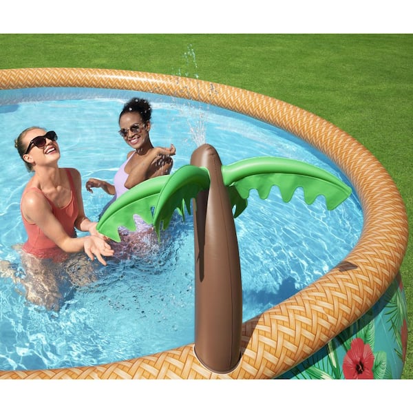 Bestway 33 in. x 15 ft. Round Fast Set Paradise Palms Inflatable Swimming  Pool Set 57415E-BW - The Home Depot