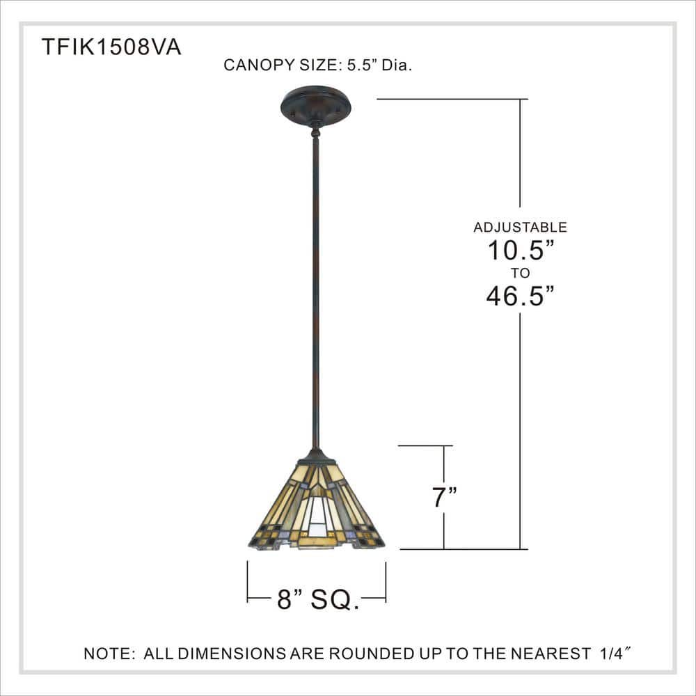 Valiant Bronze Mini Pendant with Tiffany Glass Shade