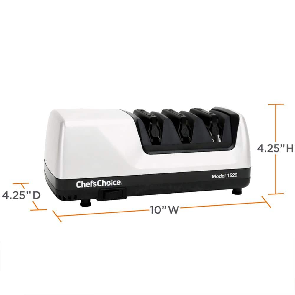 White Electric Knife Sharpener with Diamond Abrasive Discs