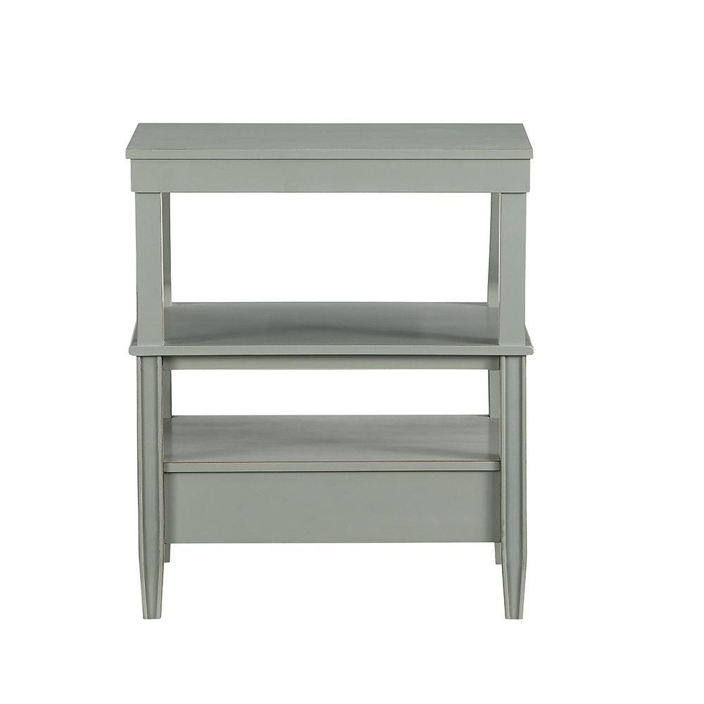 Newton Antique Gray Wood Nightstand with Storage Drawer and Pull-Out Tray
