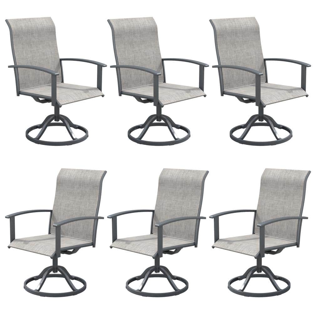 Gray Swivel Textilene Metal Outdoor Dining Chairs Set of 6, 360° Swivel  Patio Dining Chairs for Patio, Garden or Deck price history on PriceWatchPro
