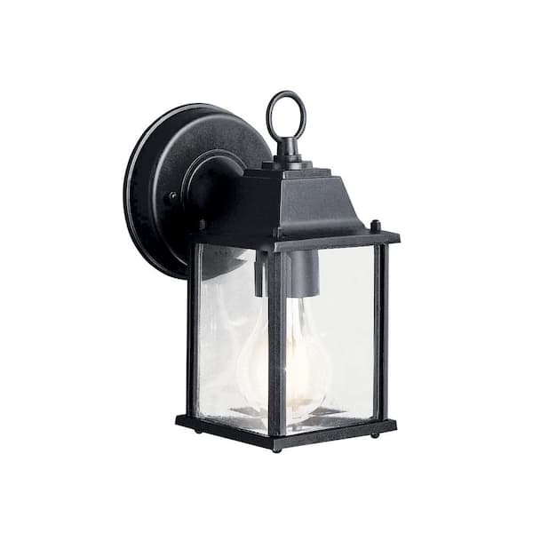 KICHLER Barrie 8.5 in. 1-Light Black Outdoor Hardwired Wall Lantern Sconce with No Bulbs Included (1-Pack)