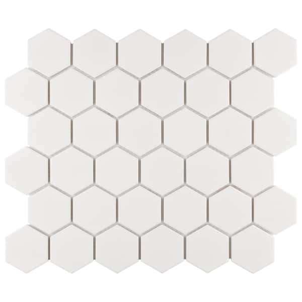 Merola Tile Gotham 2 in. Hex White 11-1/8 in. x 12-5/8 in. Porcelain Mosaic Tile (10.0 sq. ft./Case)