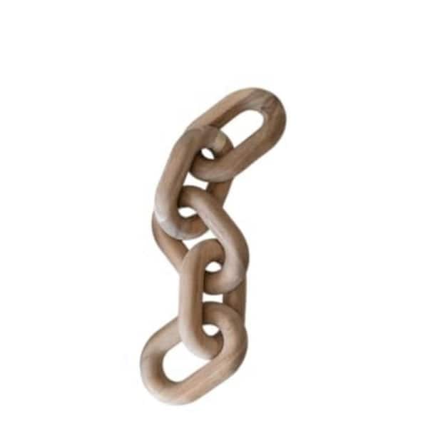 Brown Acacia Wood 20.4 in. x 3.9 in. Wooden Chain Link Sculpture