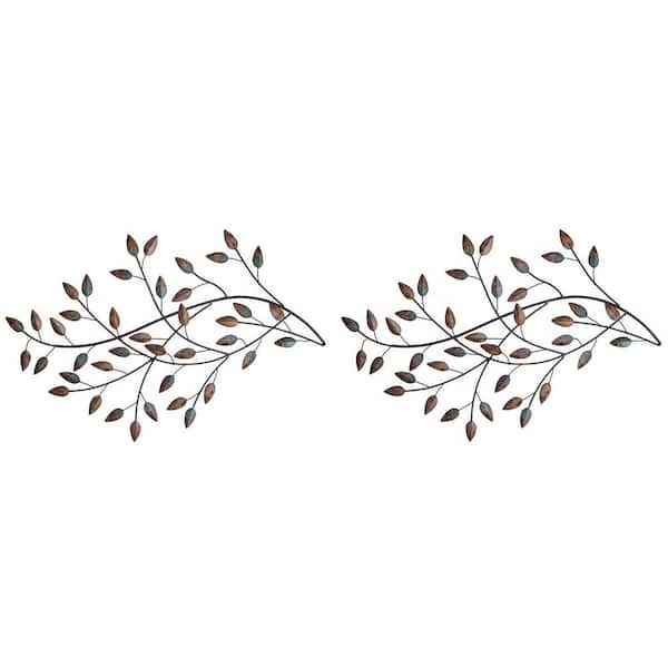 Stratton Home Decor Multi Metal Blowing Leaves Contemporary Decorative Wall Art Set (2 Pack)
