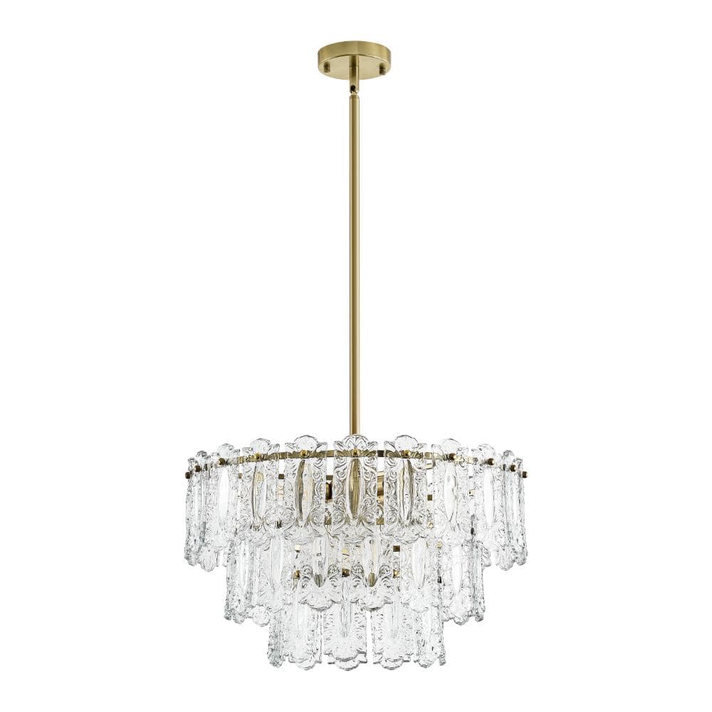 Modern 6-Light Gold Glass Chandelier, Vintage Adjustable Height Light Fixture for Dining Room Living Room High Ceiling price history on PriceWatchPro