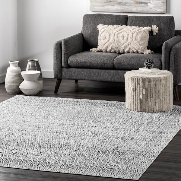 Hart Grey 8 ft. x 10 ft. Machine Washable Abstract Tribal Indoor Area Rug