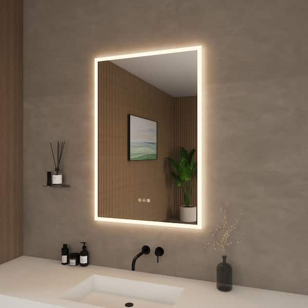 Element 24 in. W x 36 in. H Rectangular Frameless Anti-Fog LED Dimmable Color Changing Wall Bathroom Vanity Mirror