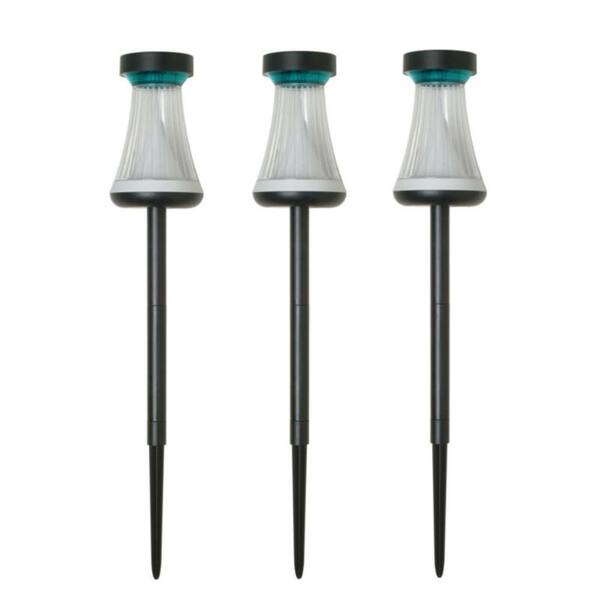 GAMA SONIC 8 in. Black Fluted Solar Accent Ground LED Light (3-pack)-DISCONTINUED